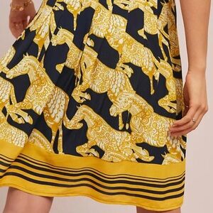 Anthropologie Maeve pleated horse print skirt